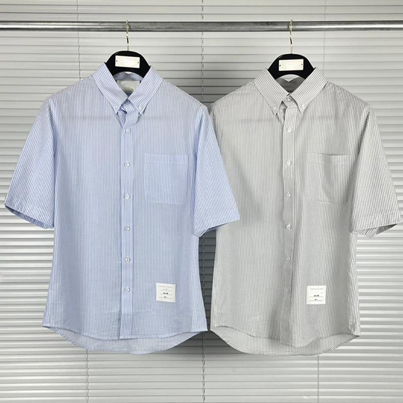 

Men' Dress Shirts Fashion Striped Men Slim Fit Short Sleeve Summer Casual Shirt Oxford Cotton Men' ClothingMen' Men'sMen, Blue