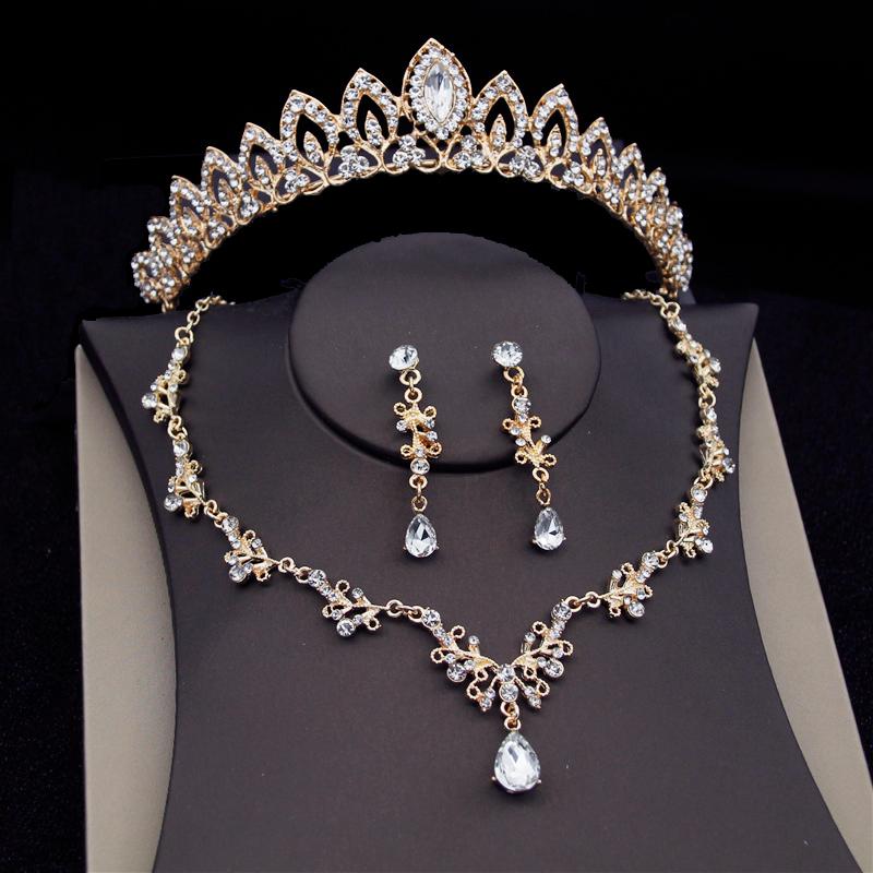 

Earrings & Necklace Gorgeous Costume Bride Sets Bridal Jewelry Party Crown For Women Prom Pageant Diadem Wedding SetEarrings, As pic