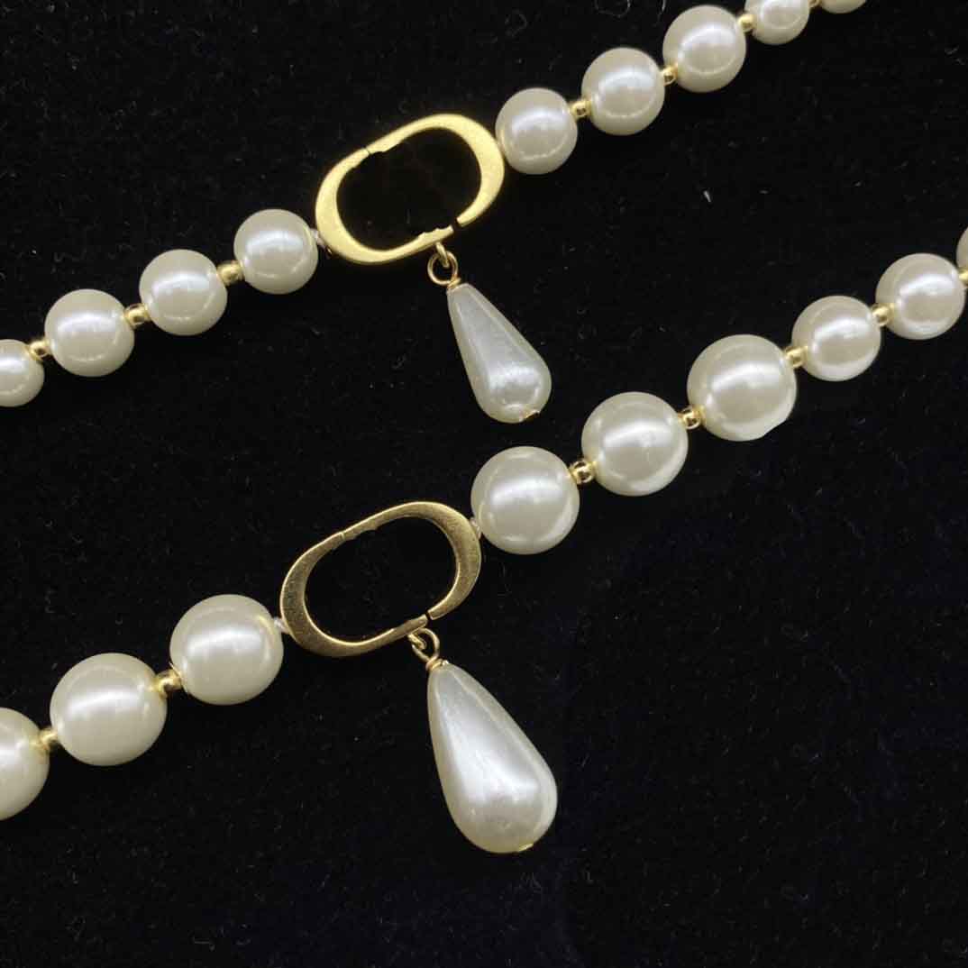 

Fashion Necklace Designer Jewelry Luxury initials Pendant Pearl style wedding gift Gold Plate diamond necklaces and bracelet or set can choose