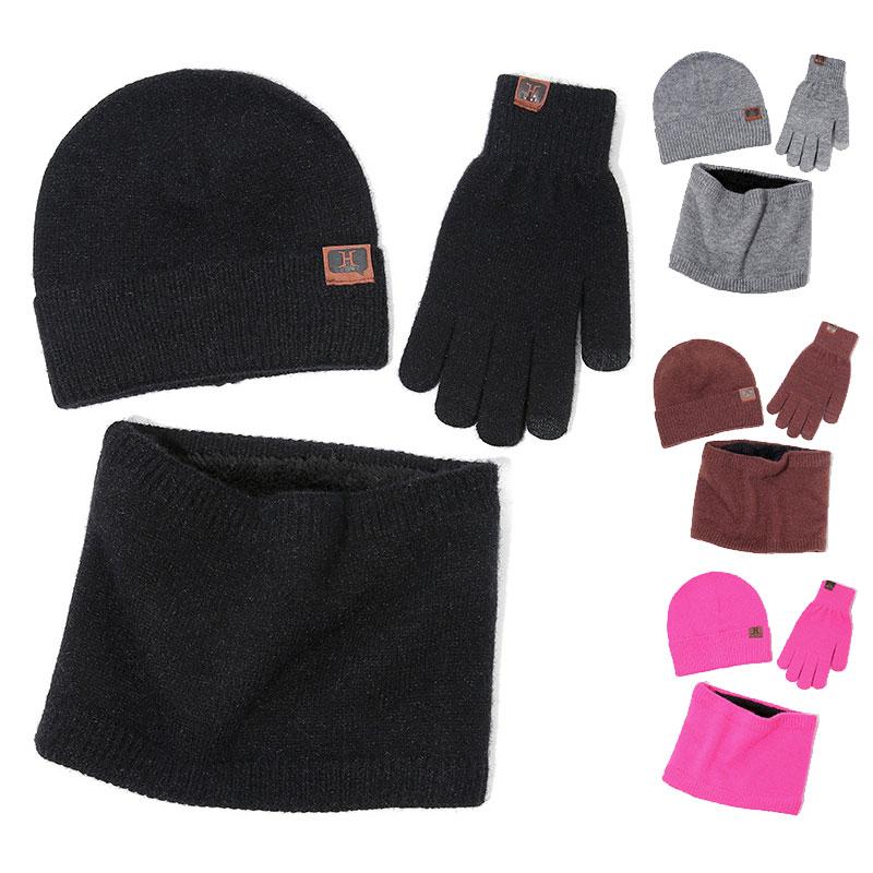 

Bandanas Winter Hat Scarf Touchscreen Gloves Set For Men And Women Neck Warmer With Warm Knit Fleece Lined