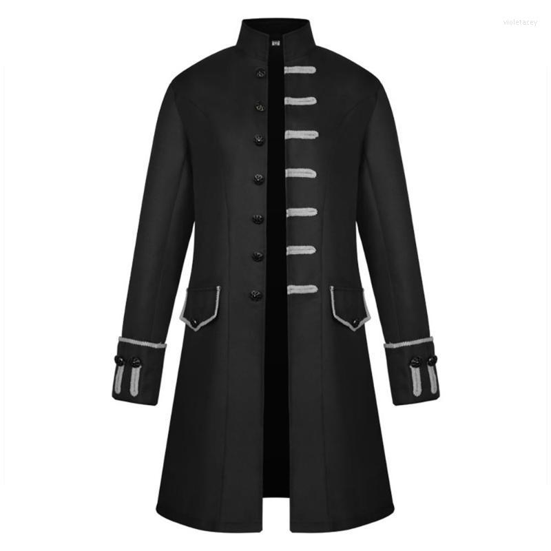 

Men' Trench Coats Adult Men Victorian Medieval Retro Jacket Costume Vintage Coat Steampunk Oversize VD2472 Viol22, Black