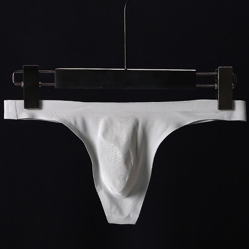 

Underpants Men's Sexy Low Rise Stretchy Briefs Breathable Thong T-Back Underwear, Apricot