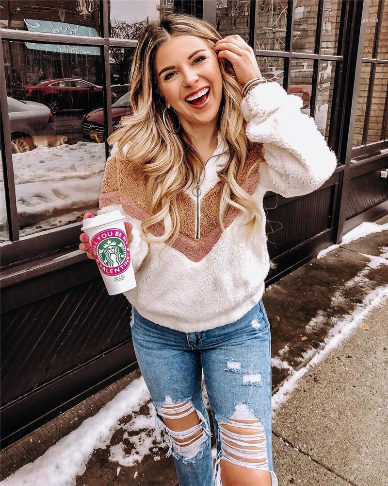 

Women' Jackets Hirigin Fashion Womens Warm Teddy Bear Fleece Zipper Outwear Female Patchwork Overcoat Jumper Tops Pullovers Casual, Pink