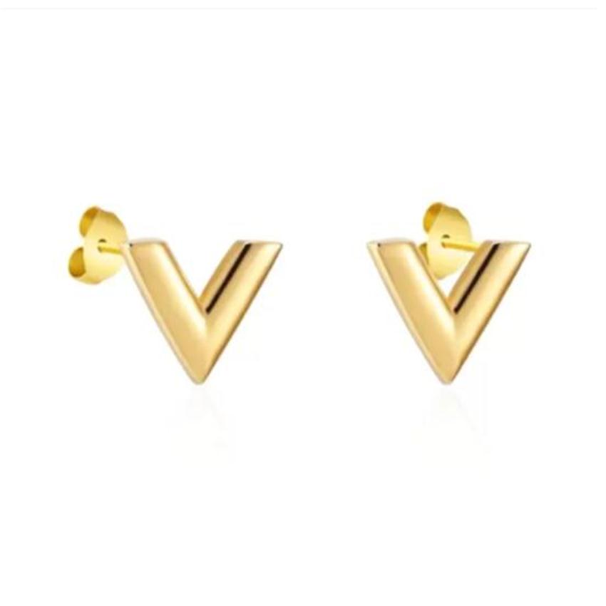 

Cute Size Stainless Steel Fashion Studs Silver Rose Gold Earring Man Women Designers Earings Love V Letter engagement Jewelry Whol277o