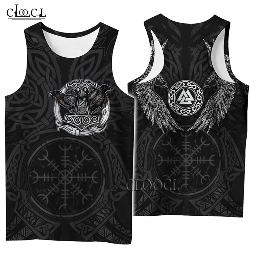 

CLOOCL 3D Print Tank Top Viking Symbol Tattoo Raven Streetwear Vest Sleeveless Men Women Casual Fitness Drop 220419, Tank tops 2