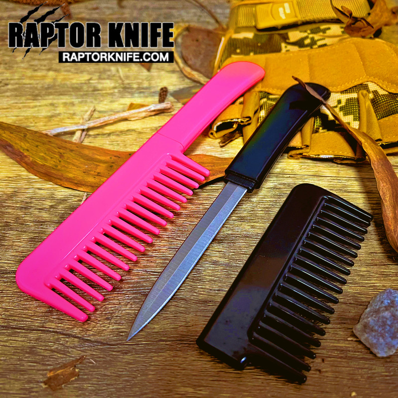 

Black pocket Blade Hair comb in knife with knives