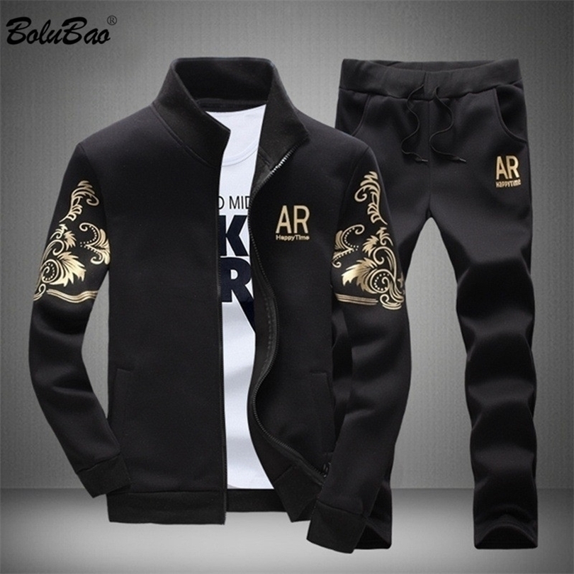 

BOLUBAO Brand Men Casual Sets Autumn New Mens Jacket Pants Tracksuit Fashion Print Sportswear Zipper Suit Male 201118, Blue