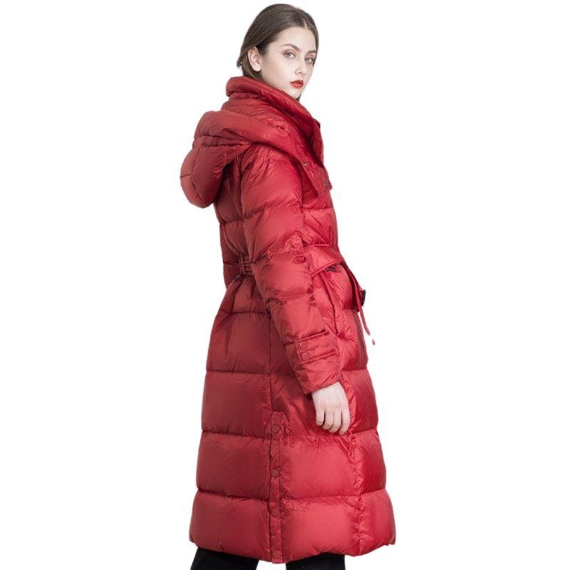 

Women' Down & Parkas Ladies Winter Jacket With Hooded And Belt Length Design Black Red Navy Blue Plus Size CoatWomen
