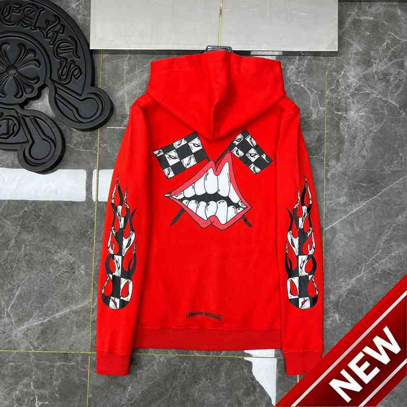 

European and American mens hooded hearts//chrome crow mattyboy graffiti red mouth sweater jacket hoodies coats 1WX2