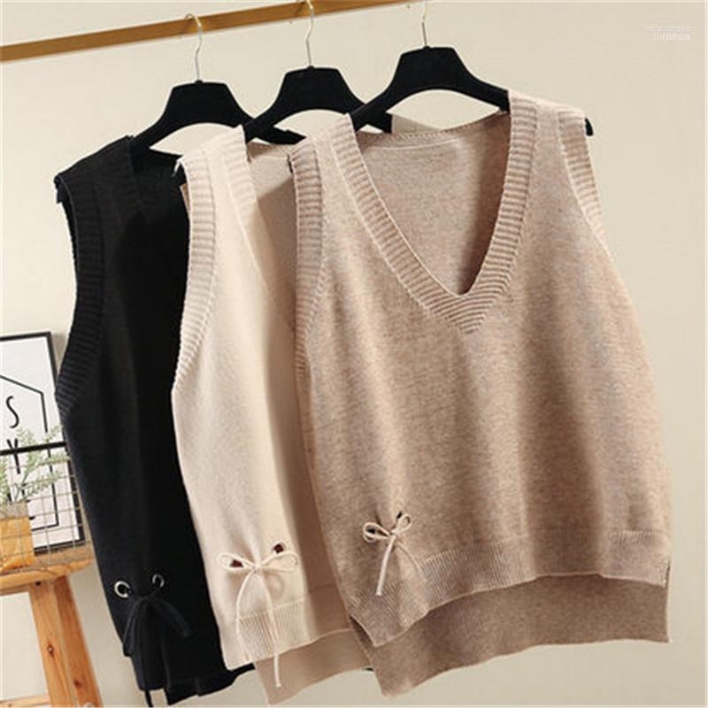 

Women's Vests 2022 Loose Vest Women Short Paragraph Large Size Spring And Autumn Knit Sleeveless Sweater Outside Wearing AS12351 Luci22, Black