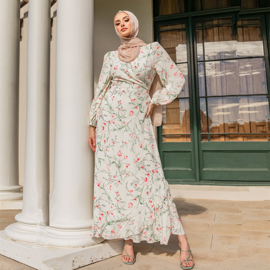 

Ramadan Muslim Fashion Hijab Dress Printed Arabic African Maxi Dresses for Women Dubai Abaya Turkey Islam Clothing Vestido Longo