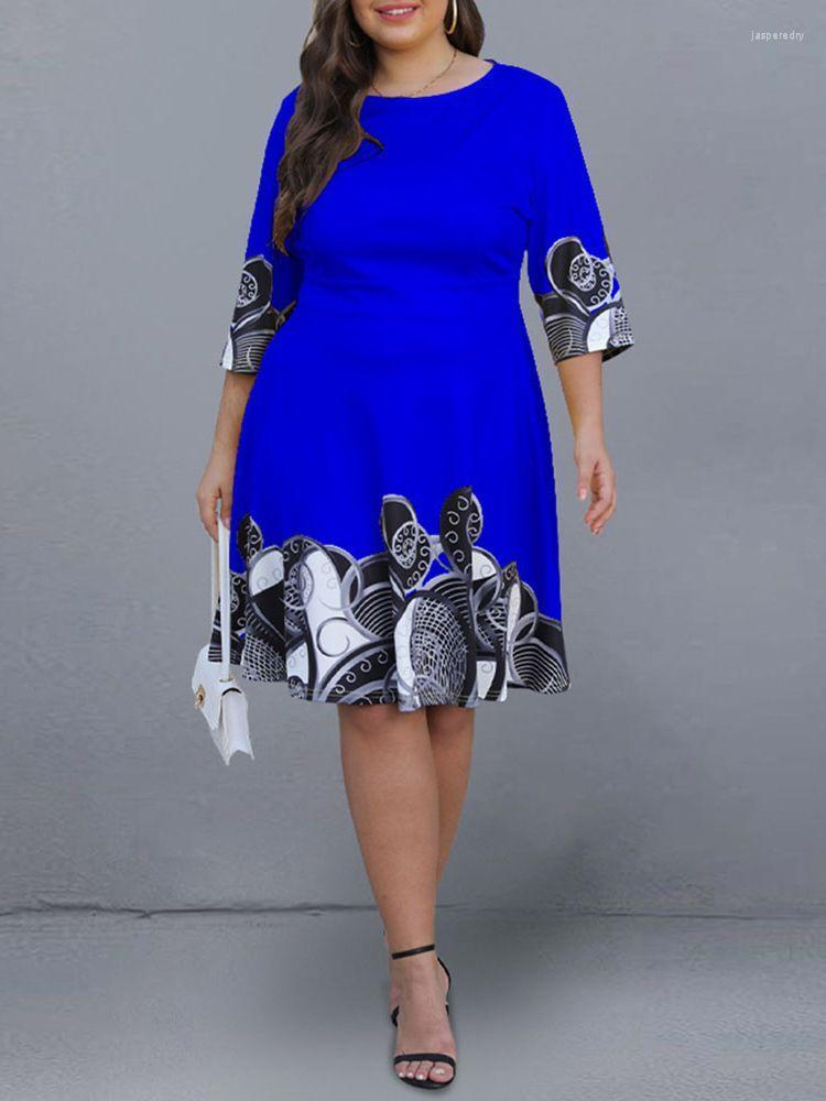 

Plus Size Dresses Elegant For Women 2022 Summer Short Sleeve Casual Midi Dress Fasion Tribal Print A-Line Evening Party OutfitsPlus Jasp22, Green