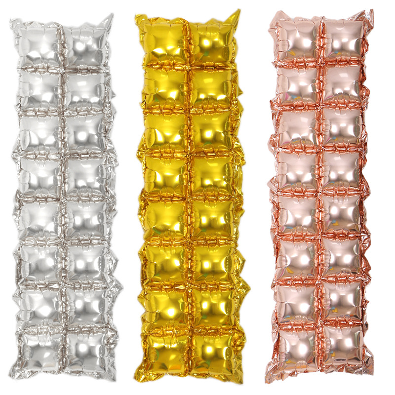 

New Background Wall Aluminum Foil Balloon Double Row Square Rain Curtain Birthday Party Decoration Balloon Curtain Balloon Wall, As described