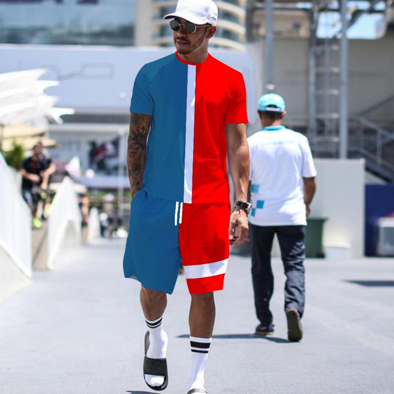 

Men's Tracksuits Men Sets Print Patchwork Lapel Short Sleeve Casual Shirt Beach Shorts Summer Streetwear Vacation Hawaiian Suits XXS-6XLMen', Tx-041119