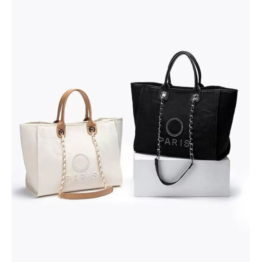 Classic Women's Luxury Handbags Beach Bags Brand Ch Pearl Label Canvas Women Evening Bag Designers Fashion High Quality Small Female Bobby B