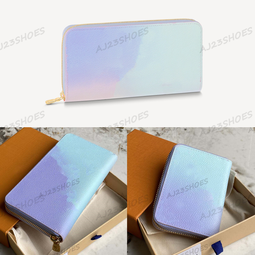 

ZIPPY WALLET M81340 Spring in the City collection Double card slot Sky blue Pink Gradient monograms Print Leather purse Women Luxury Designers Clutch bag M81388, 01