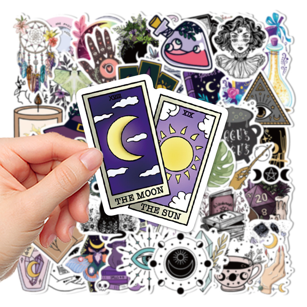 

50PCS Graffiti Skateboard Stickers Boho Witchy For Car Baby Scrapbooking Pencil Case Diary Phone Laptop Planner Decoration Book Album Kids Toys Decals, Multi colors