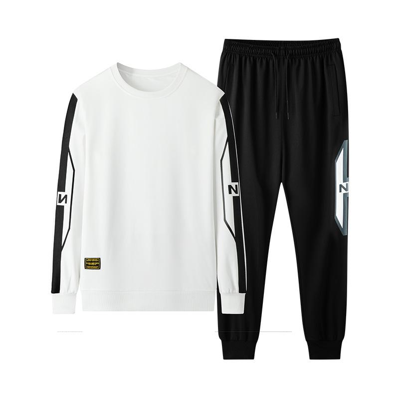 

Men's Tracksuits Cotton Sports Suit Men's Spring And Summer Short-sleeved T-shirt Casual Running Trousers Plus Size Loose Sweater 2 Two-, Black