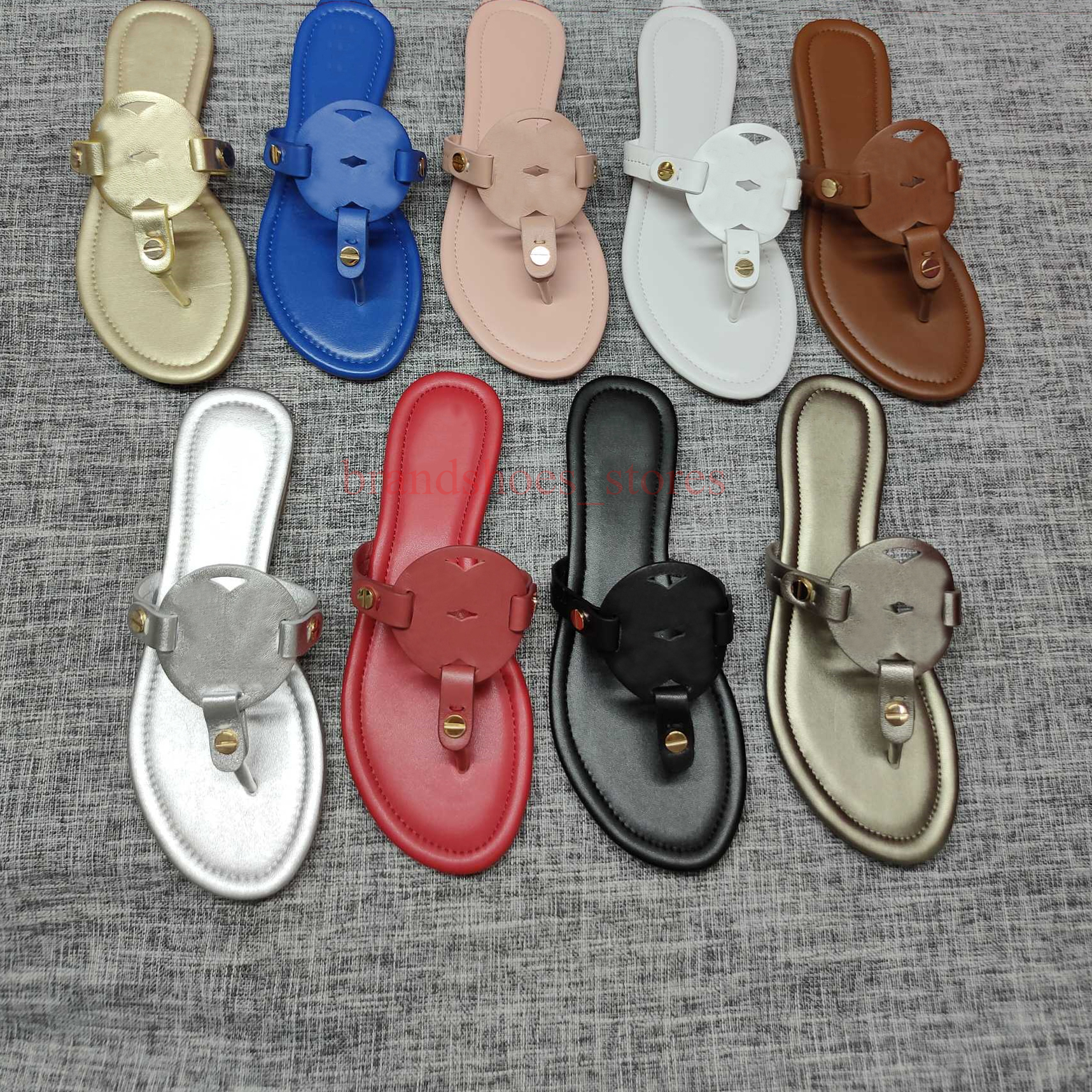 

Tories Slippers For Women Ladies Leather Rubber Sliders Fashion Luxury Brands pantoufle Hollowed out sandales Summer Casual Shoes Low Heels Slide Mules Sandals, 32