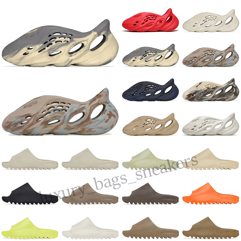 

foam runer platform slipper sandal shoes resin triple black white bone Earth Brown mens women stylist slides sandals 36 45, Color 4