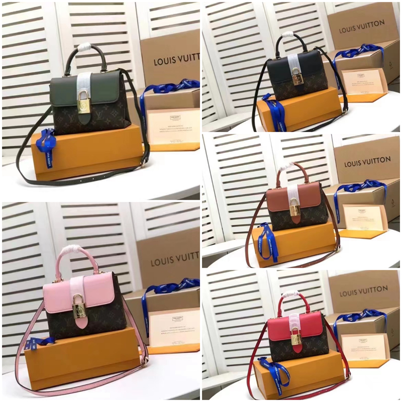 [Pas de boîte] Dupe lv Lock Purse 21 * 17 * 8cm Sac à bandoulière pour les sacs de créateurs de femmes YY0605A