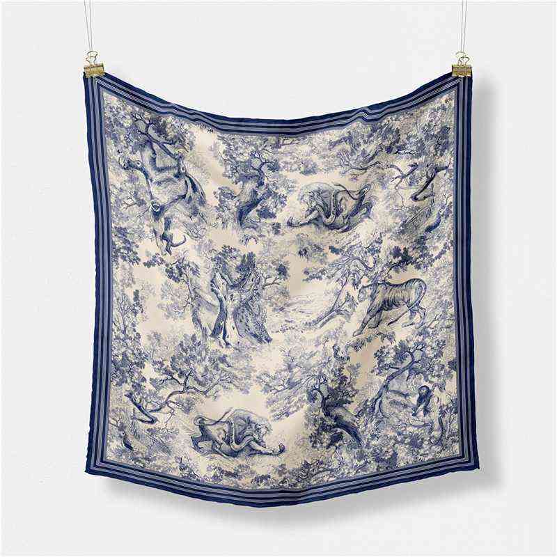 

Twill Silk Scarf Woman Forest Animals Print Square Scarves Wraps Bandana Small Hijab Foulards Lady Tie Headband Collar 53cm 220719