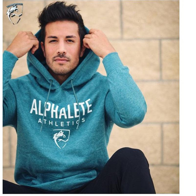 

ALPHALETE Men Gyms Hoodies Gyms Fitness Bodybuilding Sweatshirt Pullover Sportswear Male Workout Hooded Jacket Clothing SH190921261h, Black