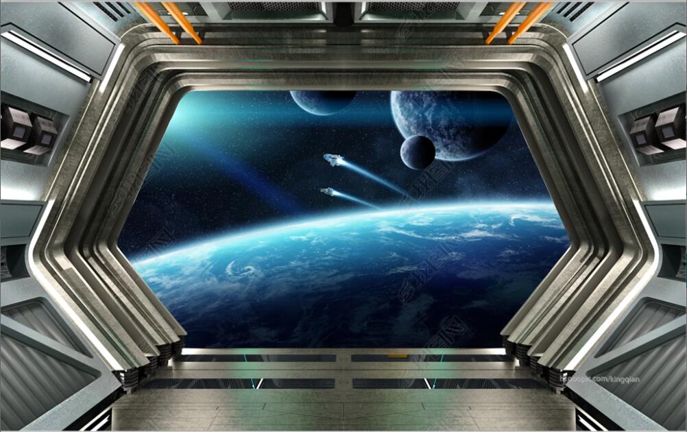 

3d wallpaper on the wall custom photo mural Cool spaceship hatch bar KTV background painting home decor living room wallpaper for walls 3 d bedroom, Non-woven wallpaper