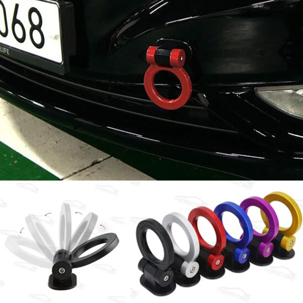 

Universal Car Trailer Hooks Stickers Decoration Rear Front Affix Racing Ring Auto Vehicle Towing Hook With Wrenches
