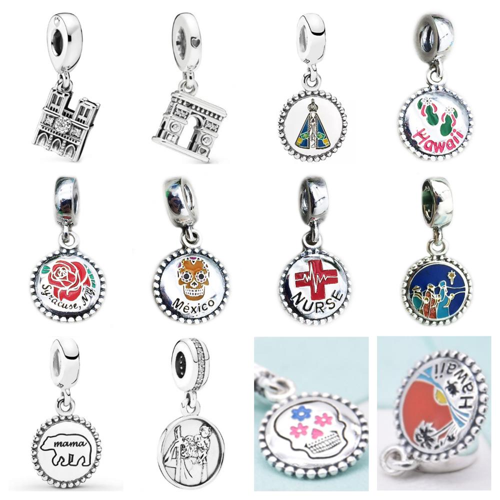 

925 Silver Fit Pandora stitch Bead Necklace Jewelry Gift Carving Suitable for Women Charms Bracelet Charm Beads Dangle DIY Jewelry Accessories