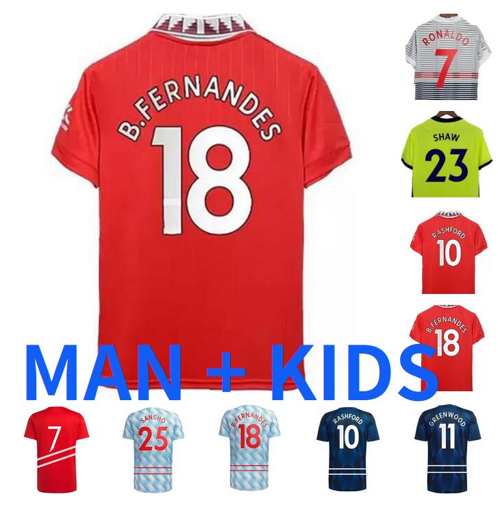 

2021 2022 2023 RASHFORD SANCHO soccer jerseys MAN 21 22 23 UTD CAVANI VAN DE BEEK B. FERNANDES SHAW R.VARANE GREENWOOD SHAW MARTIAL LINGARD football shirt men kids kit, Kids size