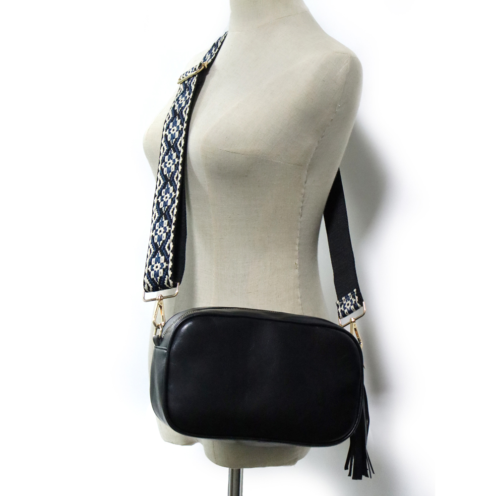 Fringe Tassel cosmetische tas vaste kleur vrouwen camera crossbody tassen met brede Jaquard -band DOM1062017