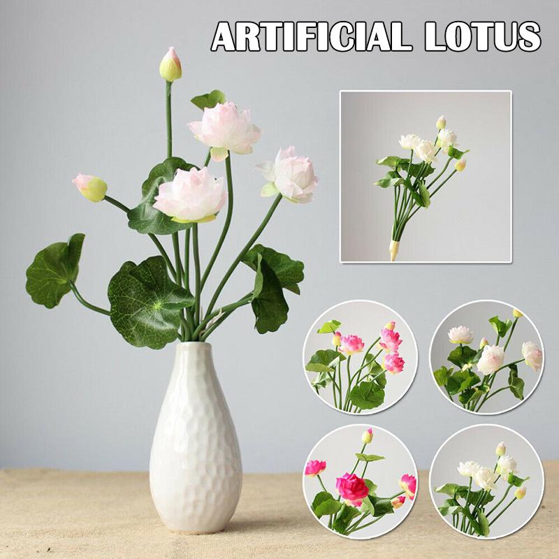 

Decorative Flowers & Wreaths Mini Artificial Fake Lotus Bud With Leaf Flower Wedding Home Decor AUG889, Rose red