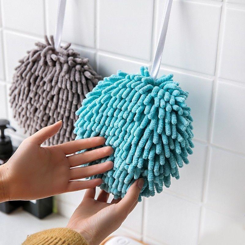

Towel Round Wipe Hands Ball Quick Drying Microfiber Kitchen Ribbon Free Clean Bath For Hand Rubbing Soft Fluffy, Gray 1pc