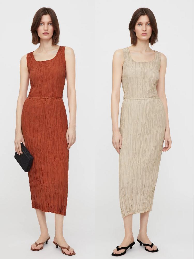 

Skirts Women Top / Skirt 2022 Minimalist Silk Fabric Elastic Waist Pleated Mid-length And VestSkirts, Light grey top