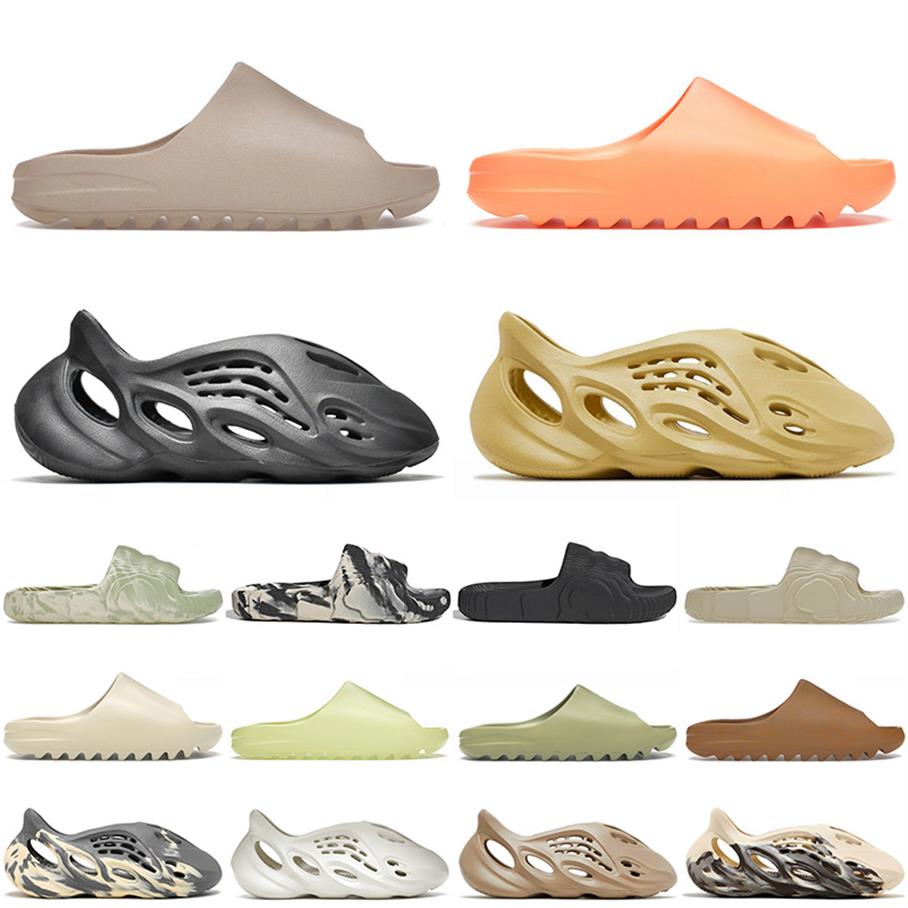 

mens women designer foam slides slippers runner size 13 Pure Enflame Orange Sulfur Vermilion Cream Clay Moon Gray Glow Green runne274b, Black grey