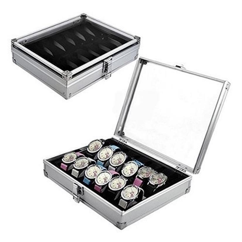 

High Quality Metal case 6 12 Grid Slots Wrist Watch Display case Storage Holder Organizer Watch Case Jewelry Dispay Watch Box T200319H