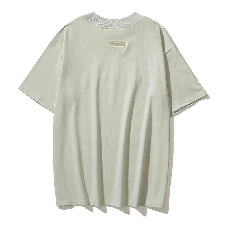 

Men's Fashion Personality Trend New Short-sleeved Brand Wholesale Fog Fear of Double Thread Essential Flocking Short Sleeve High Street Couple Loose T-shirt, Wheat color