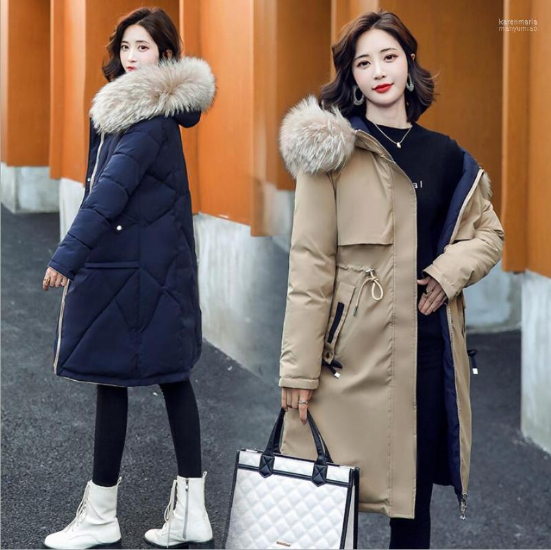 

Women's Down & Parkas Both Two Sides Can Be Wore 2022 Women Winter Jacket Arrival With Fur Hooded Long Coat Cotton Padded Warm Parka Womens, Black