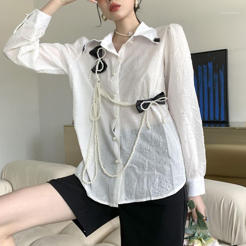 

Women' Blouses & Shirts Alien Kitty 2022 White Plus Size Women High Quality Bow Handmade Vest Fashion Casual Elegant All Match Autumn Tops