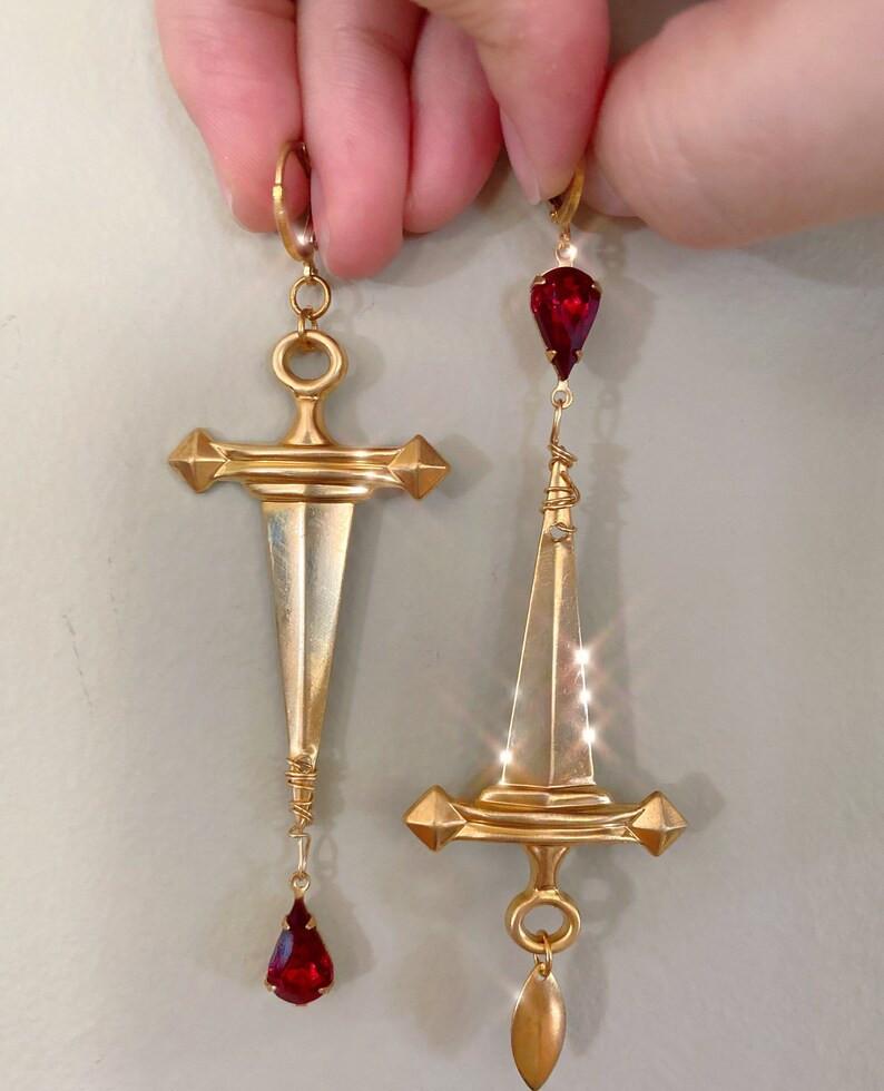 

Dangle & Chandelier The Double Edged Sword Earrings Goth Gothic Gifts For HerDangle