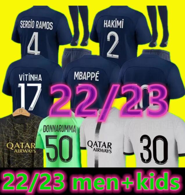 

maillot de foot MBAPPE HAKIMI soccer jerseys 22 23 PsGs men kids hommes enfants VERRATTI MARQUINHOS KIMPEMBE football shirts uniforms SERGIO RAMOS 2022 2023 Vitinha, Home