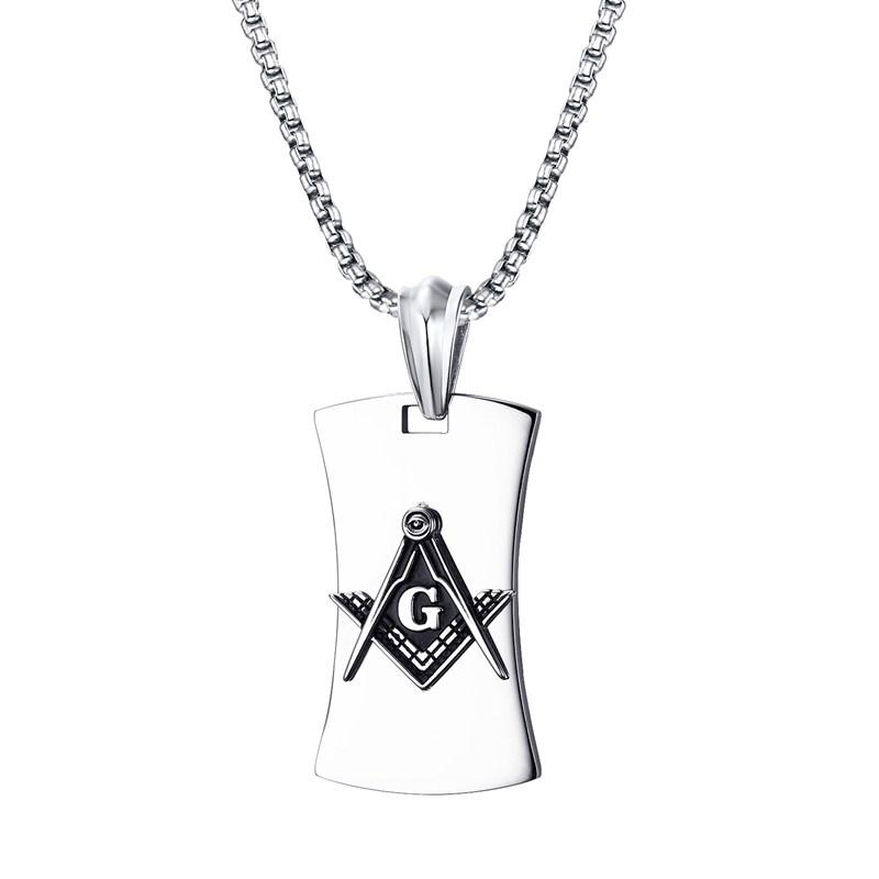 

Pendant Necklaces Mens Masonic Mason Symbol Compass Dog Tag Necklace For Male Vintage Fashion Stainless Steel Colares Jewelry