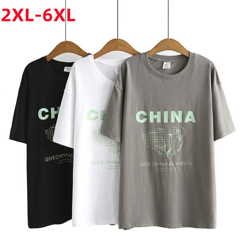 

Women's Plus Size T-Shirt Ladies Summer Tops For Women Large Short Sleeve Loose Gray CHINA Print Cotton 3XL  5XL 6XLWomen's, Black