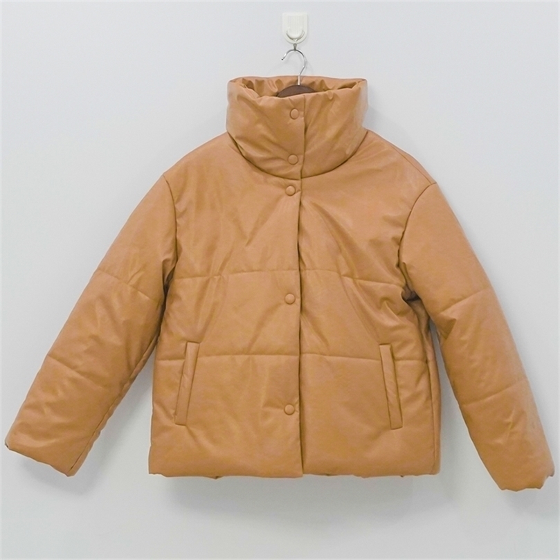 

Women brown fur faux leather jacket coat oversized buttons Winter Female pu turn down collar jacket overcoat winter CY 201127, Kk
