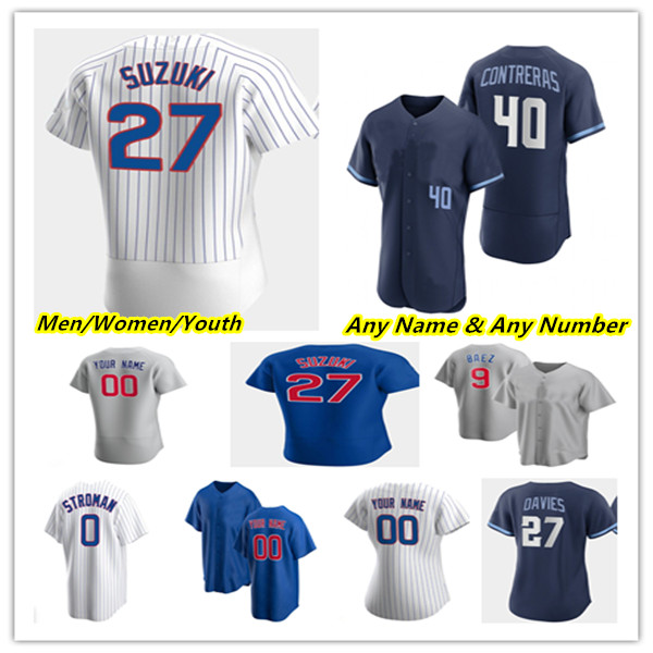 

Custom Patrick Wisdom Jersey Willson Contreras Nick Madrigal Jonathan Villar Rafael Ortega Yan Gomes Keegan Thompson Alfonso Rivas Seiya Suzuki Women Cub Youth, Men coolbase navy
