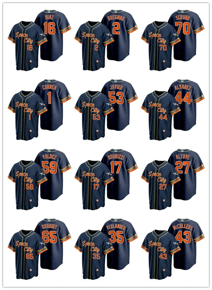 

Houston''Astros''Men Carlos Correa Alex Bregman Jose Altuve Yordan Alvarez Navy 2021 City Connect baseball Jersey