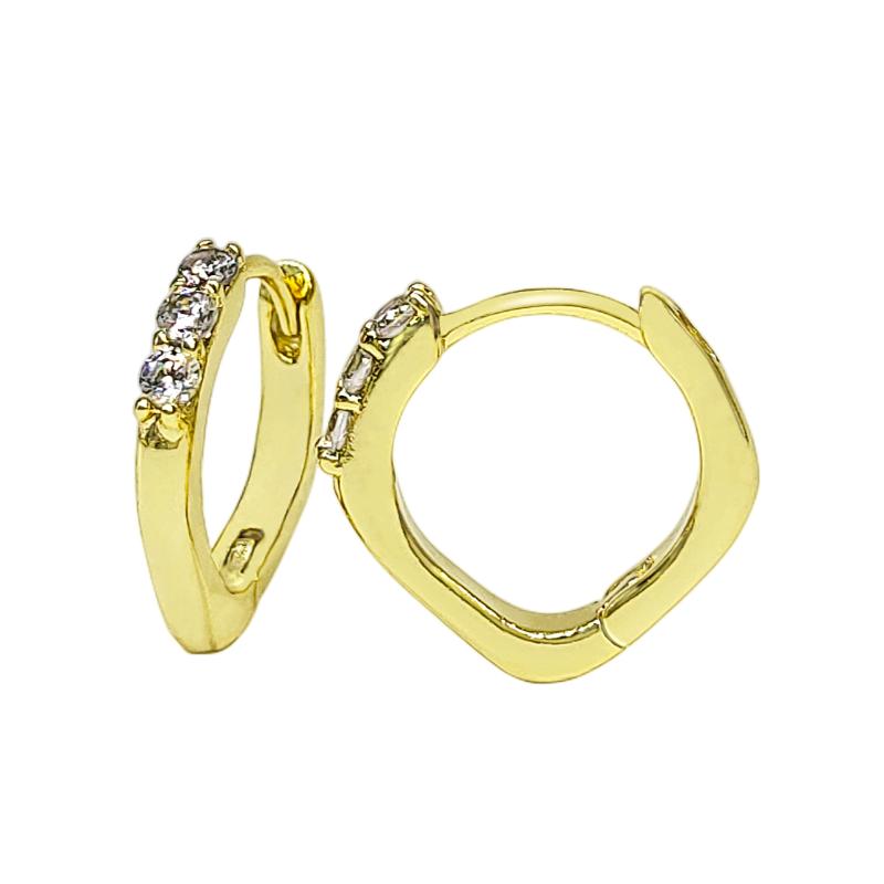 

Hoop & Huggie Agsnilove Earrings 14K Gold Plated Cubic Zirconia Heart-Shaped Small Women Everyday Jewelry Party WearingHoop