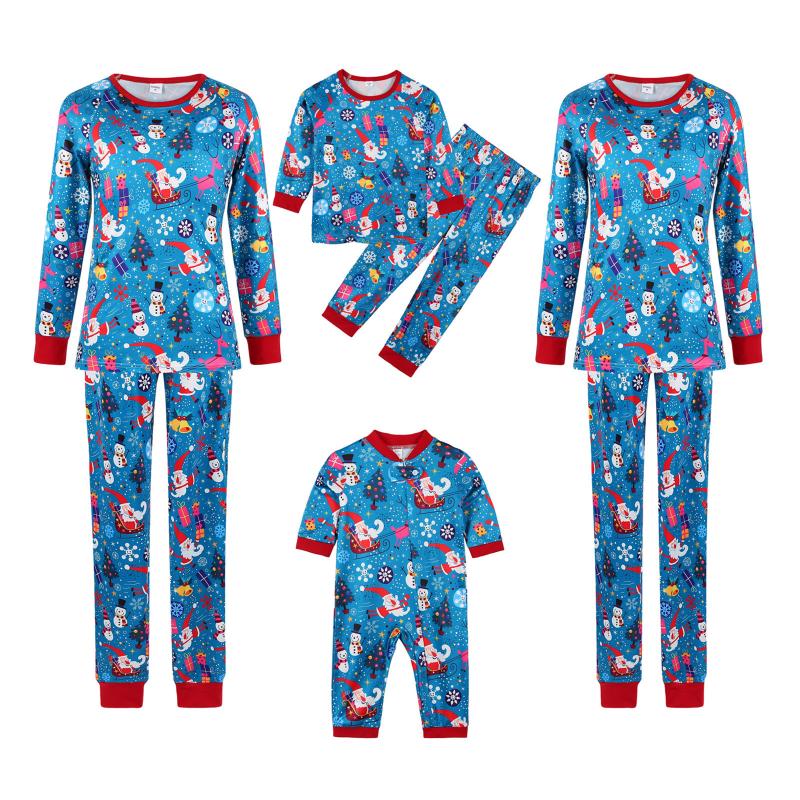 

Family Matching Outfits Christmas Clothing Sets Pajamas For Long Sleeve Suit Home Merry Mother Baby SleepwearFamily, Blue