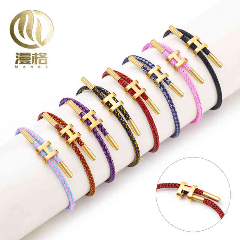 

New stainls wire adjustable 3D hard gold rope bracelet titanium steel waterproof Bracelet